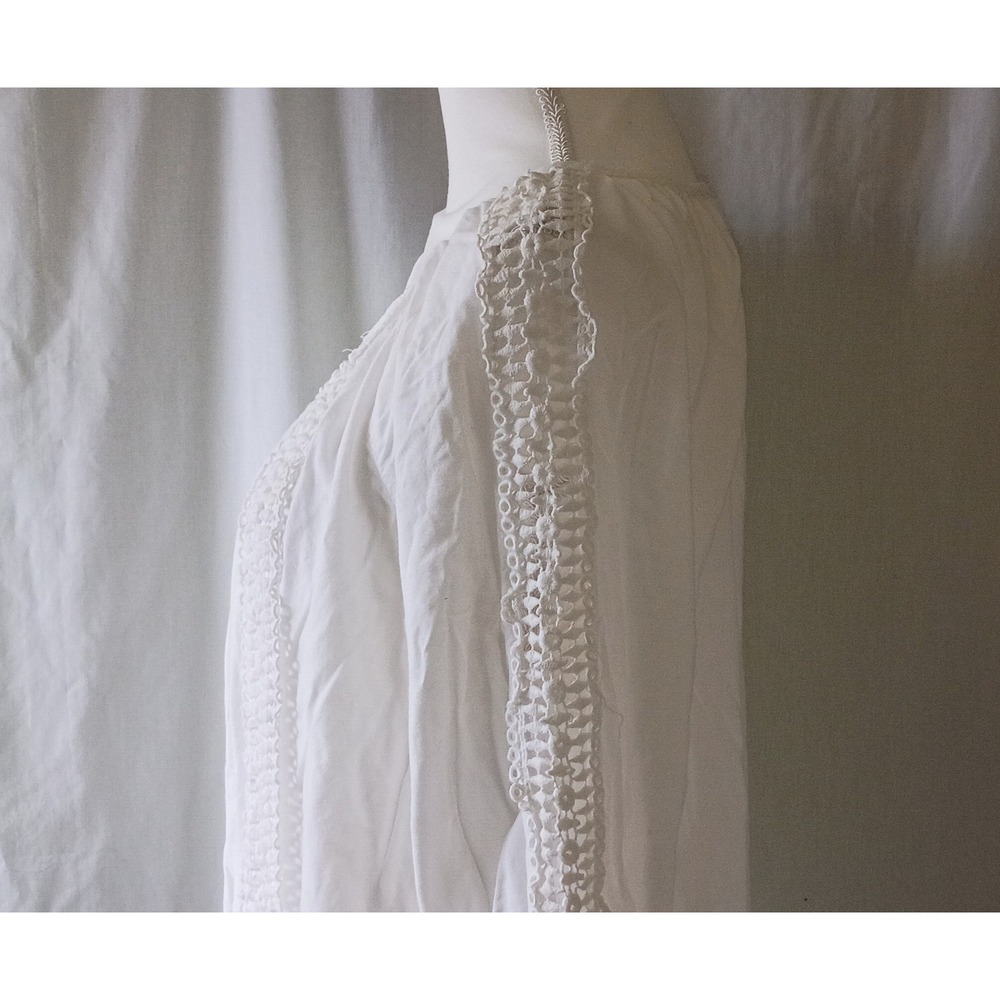 Bundle-3 White & Beige Bohemian Milkmaid Blouses Crochet Lacy Romantic Details L - Picture 16 of 16